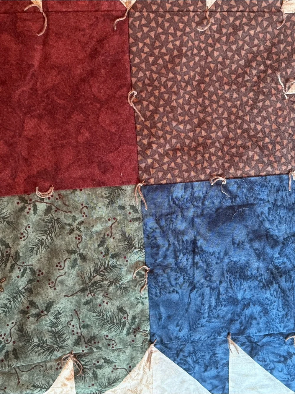 Handmade Cozy Tied California King sized Multicolor Patchwork Quilt